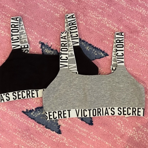 Victoria's Secret Other - 💕BUNDLE💕 2 x Victoria’s Secret Logo Strap Crop- As New, Size S